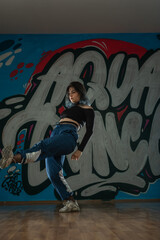 Obraz na płótnie Canvas Young beautiful hiphop dancer. Dance off concept.