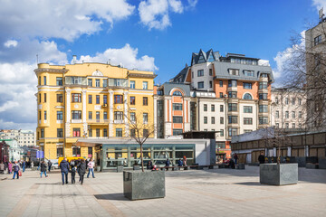 Naklejka premium Square near Tretyakovskaya metro station in Moscow