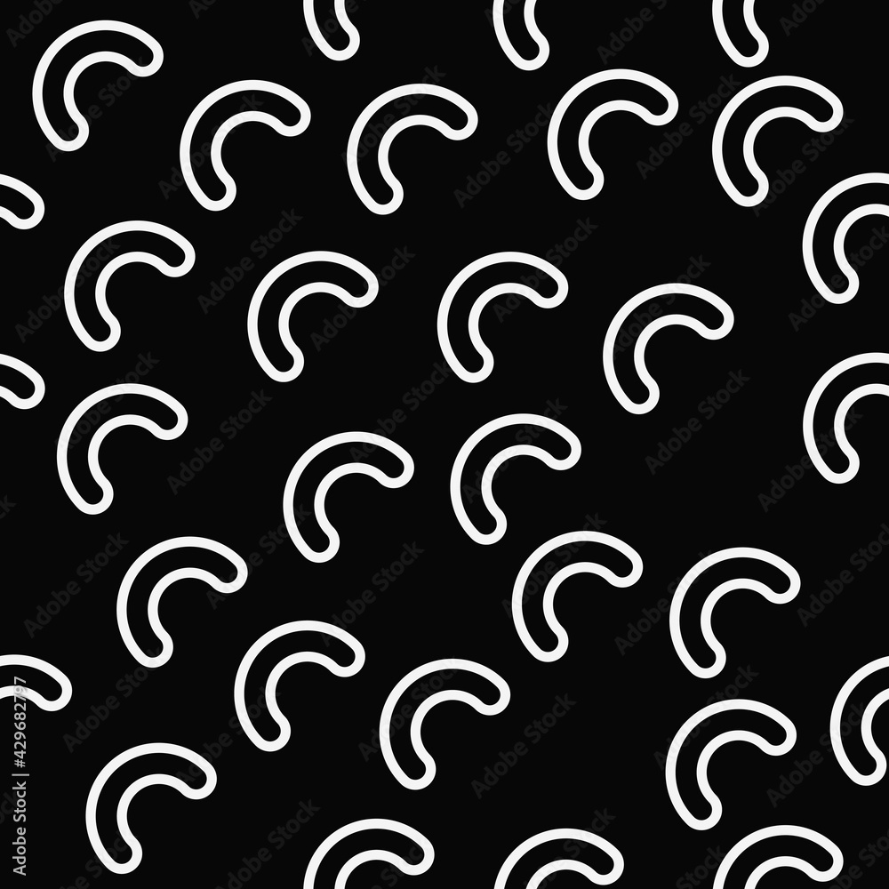 Poster seamless half of circles pattern. black background and white shapes ornament.