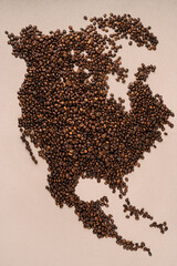 north america with coffee beans