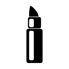 Lipstick icon. Simple black and white logo of lipstick illustration.