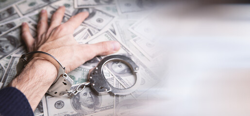 money and handcuffs bribery of the authorities