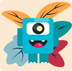 Flat design monster vector illustration perfect for gift wrap and wallpaper.