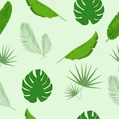 Foto op Plexiglas Tropische bladeren Trendy tropisch patroon met exotische bladeren