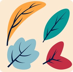 Vector illustration of a set of flat design leaves