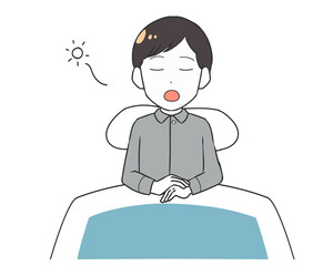寝室　あくび　男性