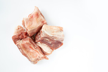 pieces of pork isolated on white background