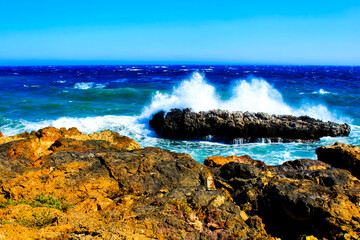 Beaches and cliffs of Tabarca Island in Alicante, Spain