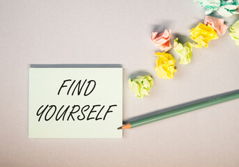 Find yourself concept. Searchina and creating your self text.