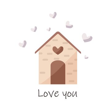 Happy Valentine's Day Home Icon. House love. House icon. Home love icon. Flat illustration of house love vector icon. Home love sign symbol.