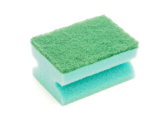 Sponge for washing dishes and plumbing on a white background