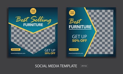 Set of Editable minimal square banner template. for promotion furniture . Suitable for social media post and web internet ads. Vector illustration with photo college