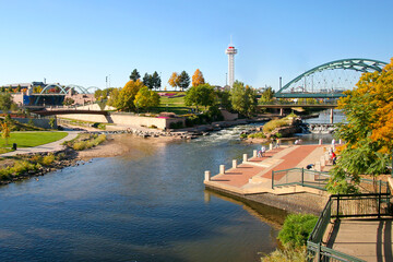 Confluence Park Denver Colorado with Cherry Creek and the South Platte River flowing beneath the...