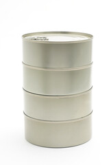 Iron cans of canned food on a white background