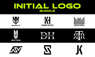 Special creative initial text monogram logo bundle for your branding design