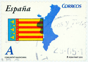 stamp printed in Spain shows Series dedicated to the autonomous communities, community Valenciana