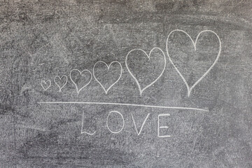 background for love concept. heart. inscription in chalk