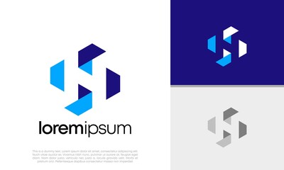 Obraz premium Innovative high tech logo template. Template label for blockchain technology. Technology Logo. Initials H logo design.