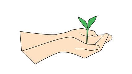 Fototapeta na wymiar Sprout in a hand sign of environmental protection. vector design