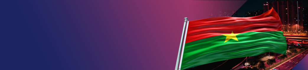 Burkina Faso Flag with Night city  and large Gradient Single Flag 