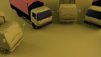 trucks on a yellow background