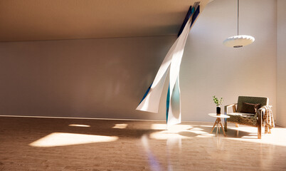 Dining chair in the left part of a living room