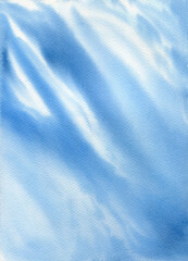 Beautiful blue watercolor background. Hand-drawn ocean illustration. Blue underwater. Sea life.