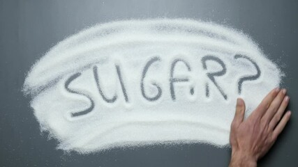 Text sugar? handwriting revealing on sugar. No sugar. Prevent diabetes disease