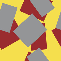 Abstract geometric vector seamless pattern. Colorful rectangles Ultimate Gray and red color on illuminating yellow background. Beauty in geometry. Business office blank concept. Modern design.