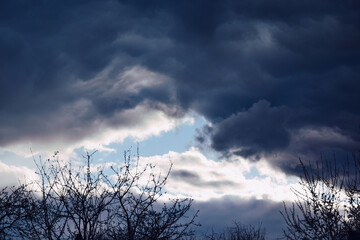 The beauty of the evening spring sky in the clouds