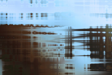 Abstract background. Geometrical elements on aged grunge texture. Graphic illustration with different color patterns.