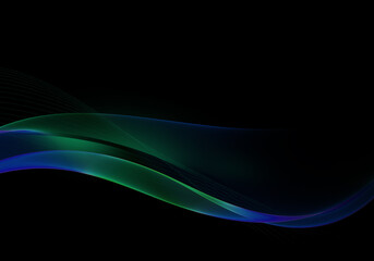 Abstract background waves. Black, green and dark blue abstract background for wallpaper or business card
