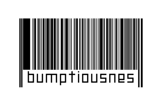 Barcode on white background with inscription bumptiousness below