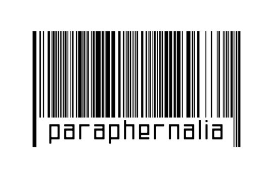 Barcode on white background with inscription paraphernalia below