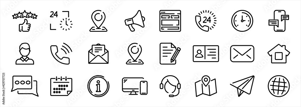 Leinwandbilder Безымянный-4Set of simple Contact us icons for web and mobile app. Social Media network icon call us email mobile signs. Customer service. Contact support sign and symbols