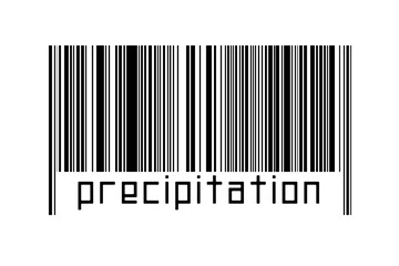 Digitalization concept. Barcode of black horizontal lines with inscription precipitation - obrazy, fototapety, plakaty