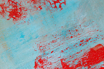 Fototapeta premium abstract creative background: red blurred stains of colored primer when toning the canvas, temporary object.