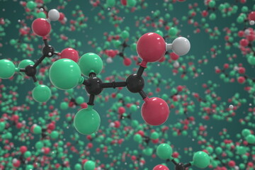 Trifluoroacetic acid molecule, scientific molecular model, 3d rendering