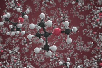 Mtbe molecule made with balls, conceptual molecular model. Chemical 3d rendering