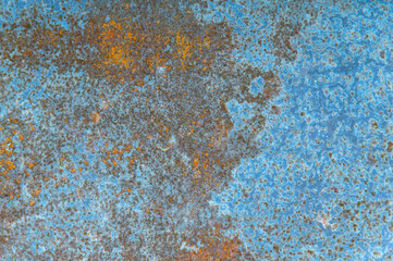 grunge background: rust on old painted metal surface, corrosion of steel, toning