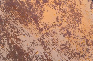 grunge background: rust on old painted metal surface, toning