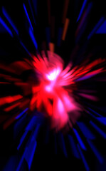 Light particle trails. Light explosion star with glowing particles and lines. Beautiful moving abstract rays background.