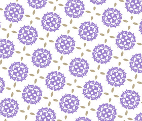 紫の花が満開に咲いているパターンの背景イラスト
