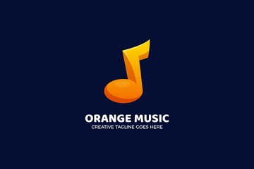 Orange Music Note Audio Gradient Logo Template