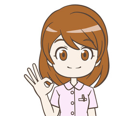 OKマークをつくる看護師