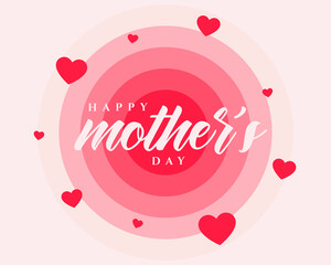 happy mothers day poster design with red hearts