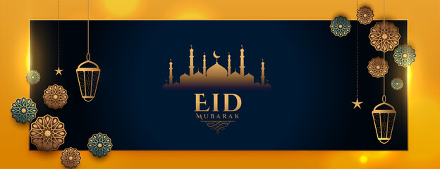 eid mubarak artistic islamic banner design