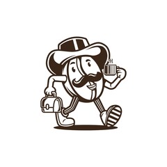 Mr. coffee mascot character logo vector illustration