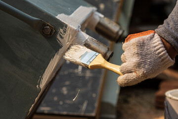 Close up brush and paint