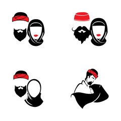 simple islamic hijab muslimah vector logo